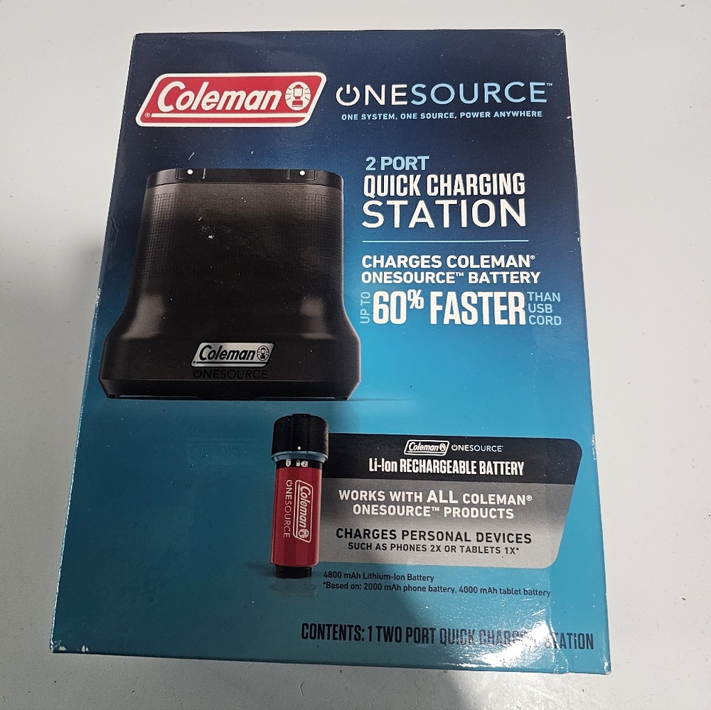 NEW unopened Coleman OneSource Quick Charging Station - Blue and Black
